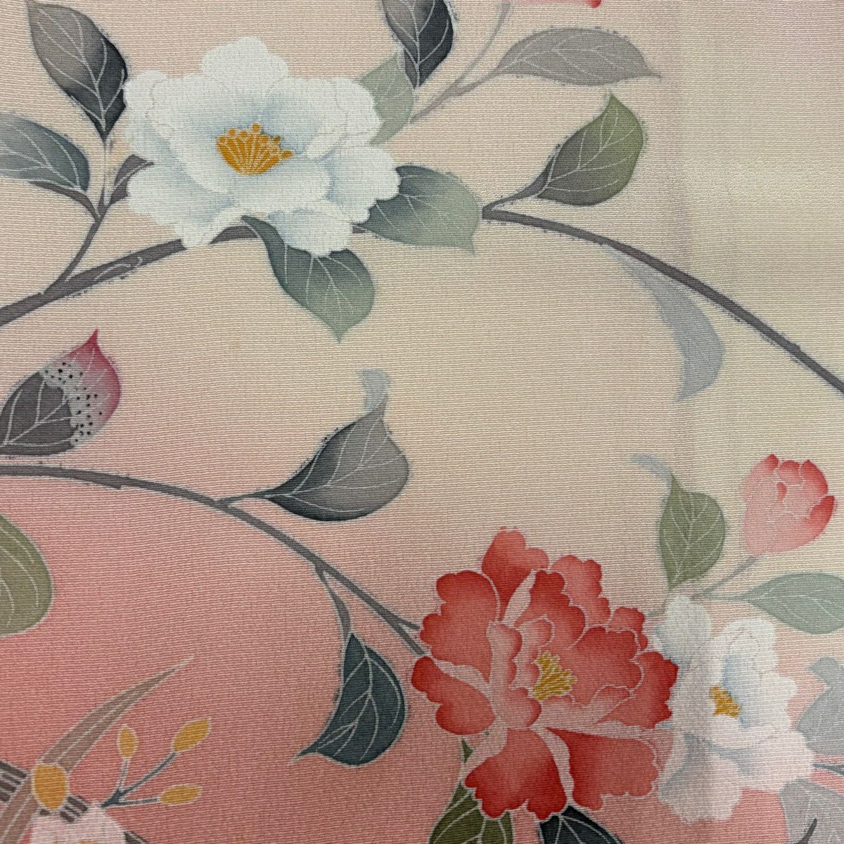 訪問服 身長155.5cm 袖長64cm M 雙層 落款有 枝花 光悅垣 漸層 粉紅 純蠶絲 優品級