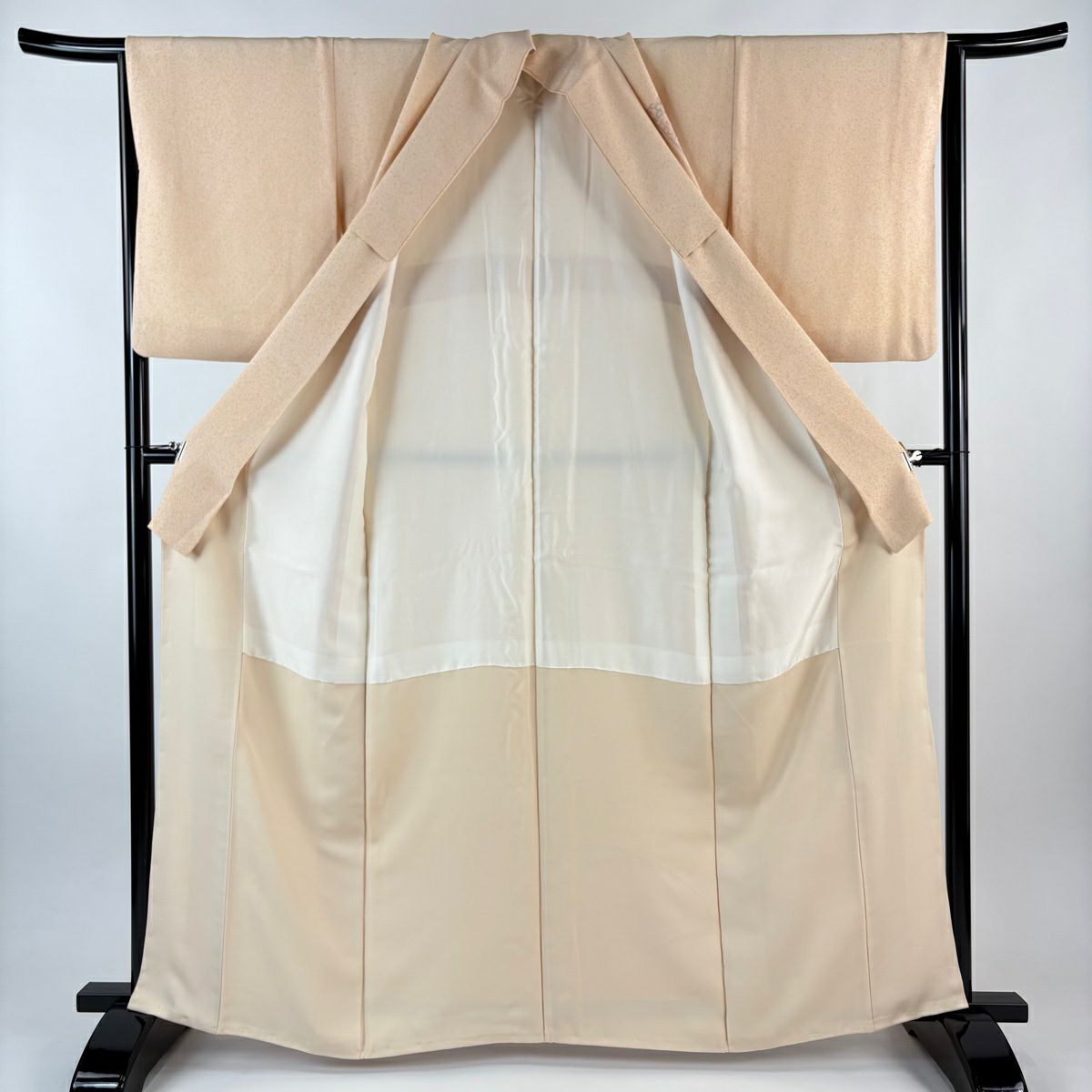 付下 身長163.5cm 袖長64cm M 雙層 破裂色紙 鳳凰 刺繡 漸變 薄橙 純蠶絲 優品級