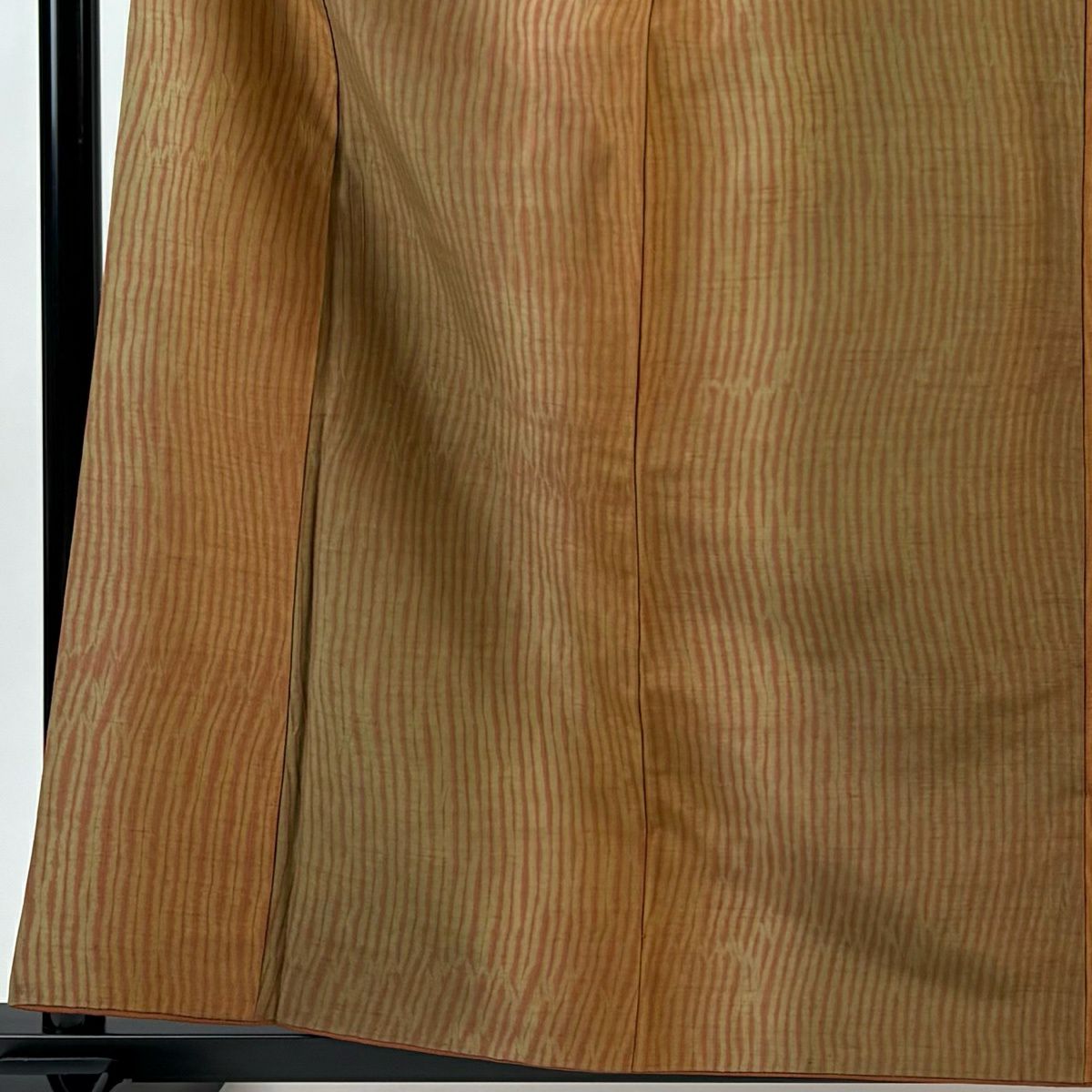 【美品】 小紋 身長160cm 袖長61.5cm S 雙層 紬織織 幾何學圖案 絞染 茶 純蠶絲 秀品級