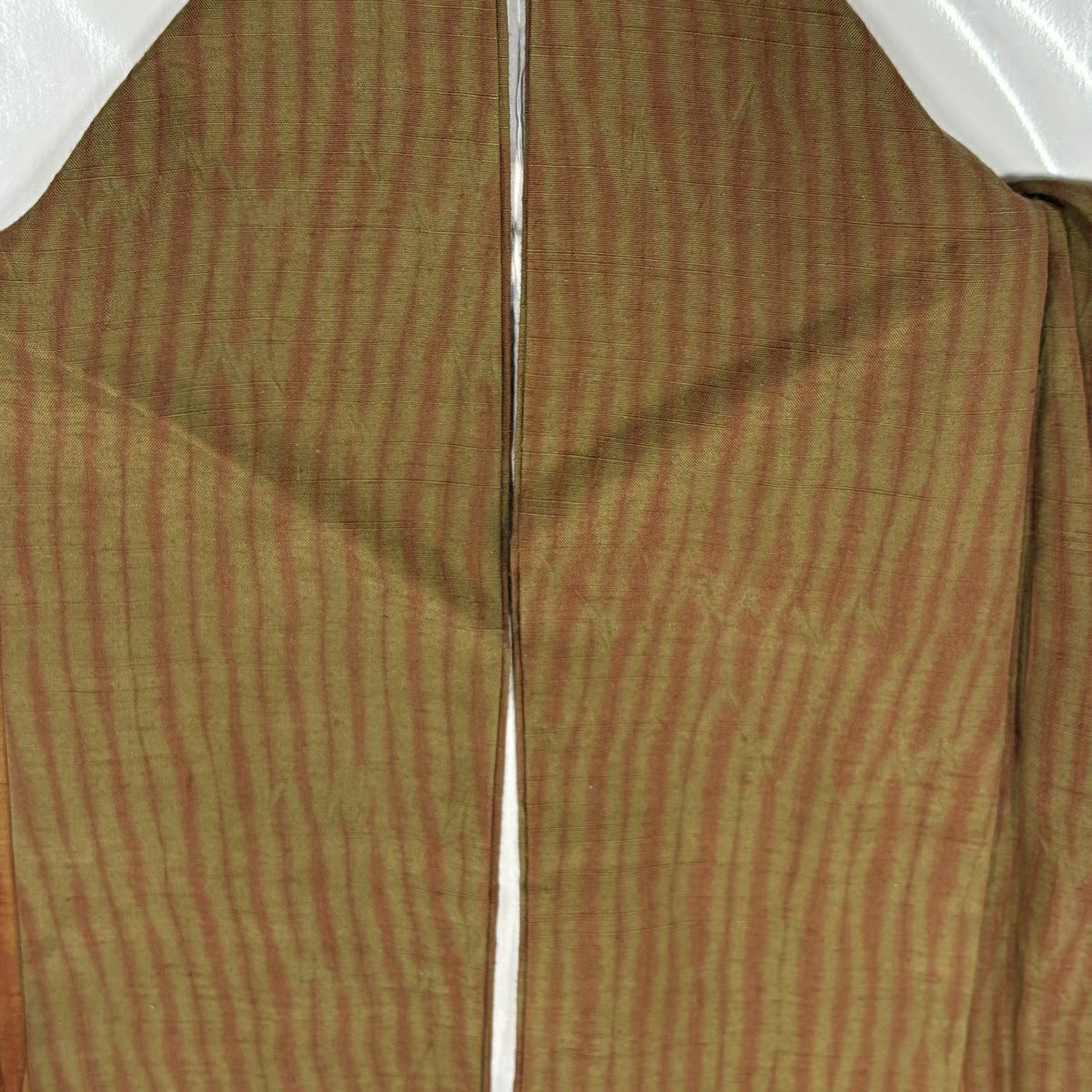 【美品】 小紋 身長160cm 袖長61.5cm S 雙層 紬織織 幾何學圖案 絞染 茶 純蠶絲 秀品級
