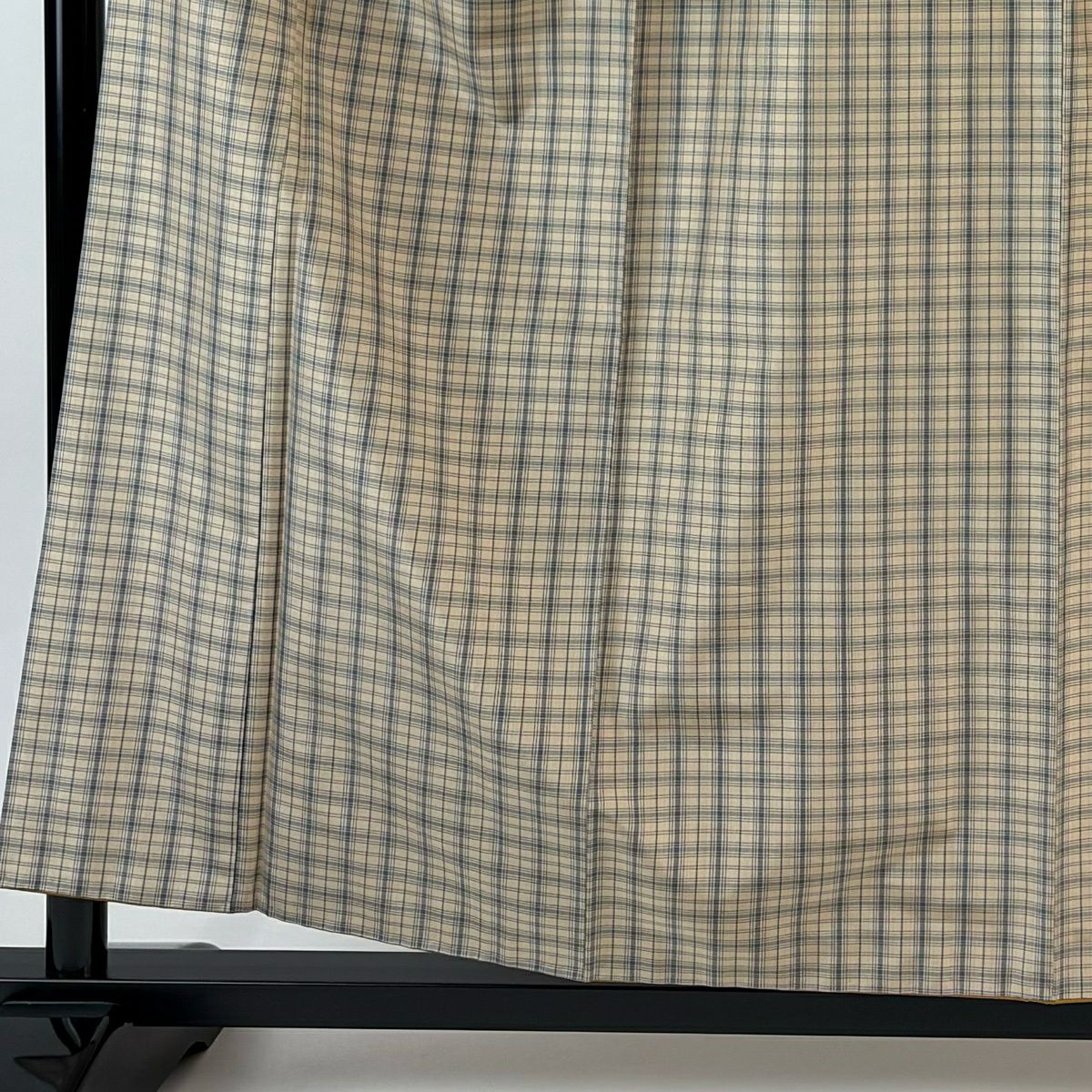 【美品】 紬織 身長158.5cm 袖長63cm S 雙層 格子 米色 純蠶絲 優品級