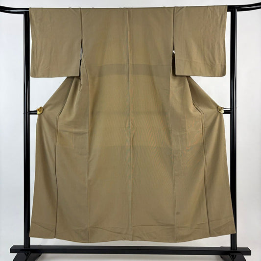 江戶小紋 身長152cm 袖長62cm S 雙層 万筋 薄茶 純蠶絲 秀品級