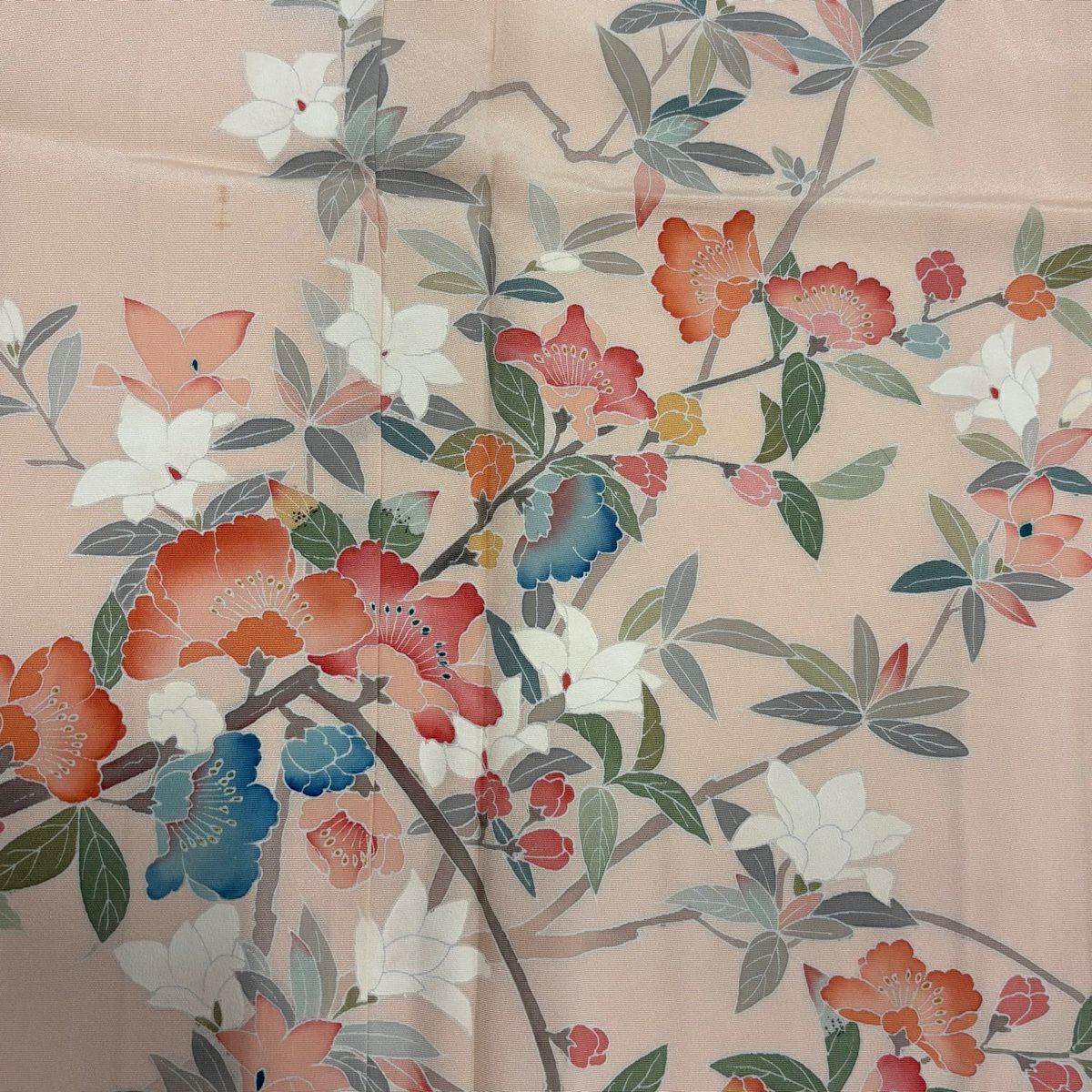 訪問服 身長151cm 袖長61.5cm S 雙層 落款有 枝花 鴛鴦 漸層 薄粉紅 純蠶絲 優品級 一個紋