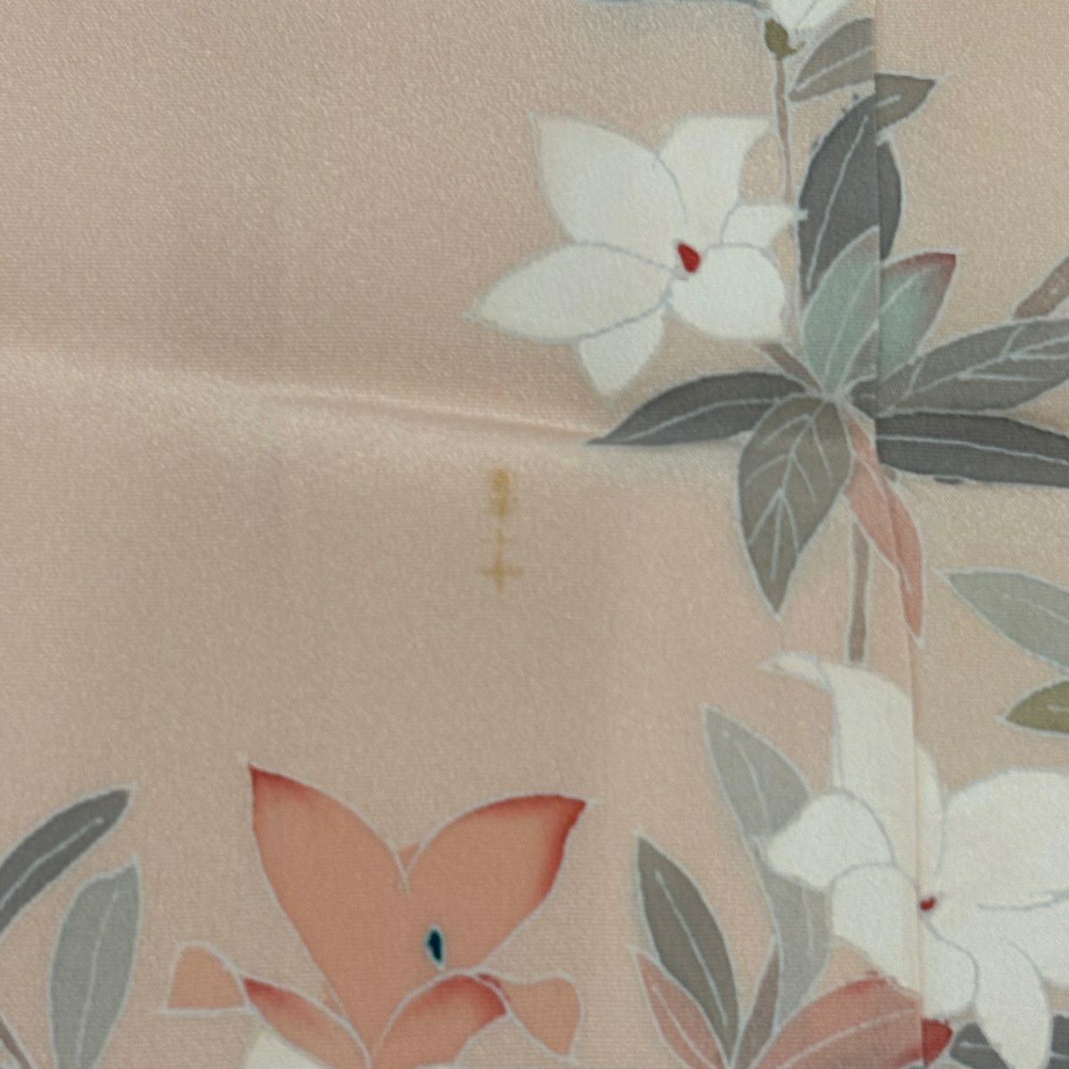 訪問服 身長151cm 袖長61.5cm S 雙層 落款有 枝花 鴛鴦 漸層 薄粉紅 純蠶絲 優品級 一個紋