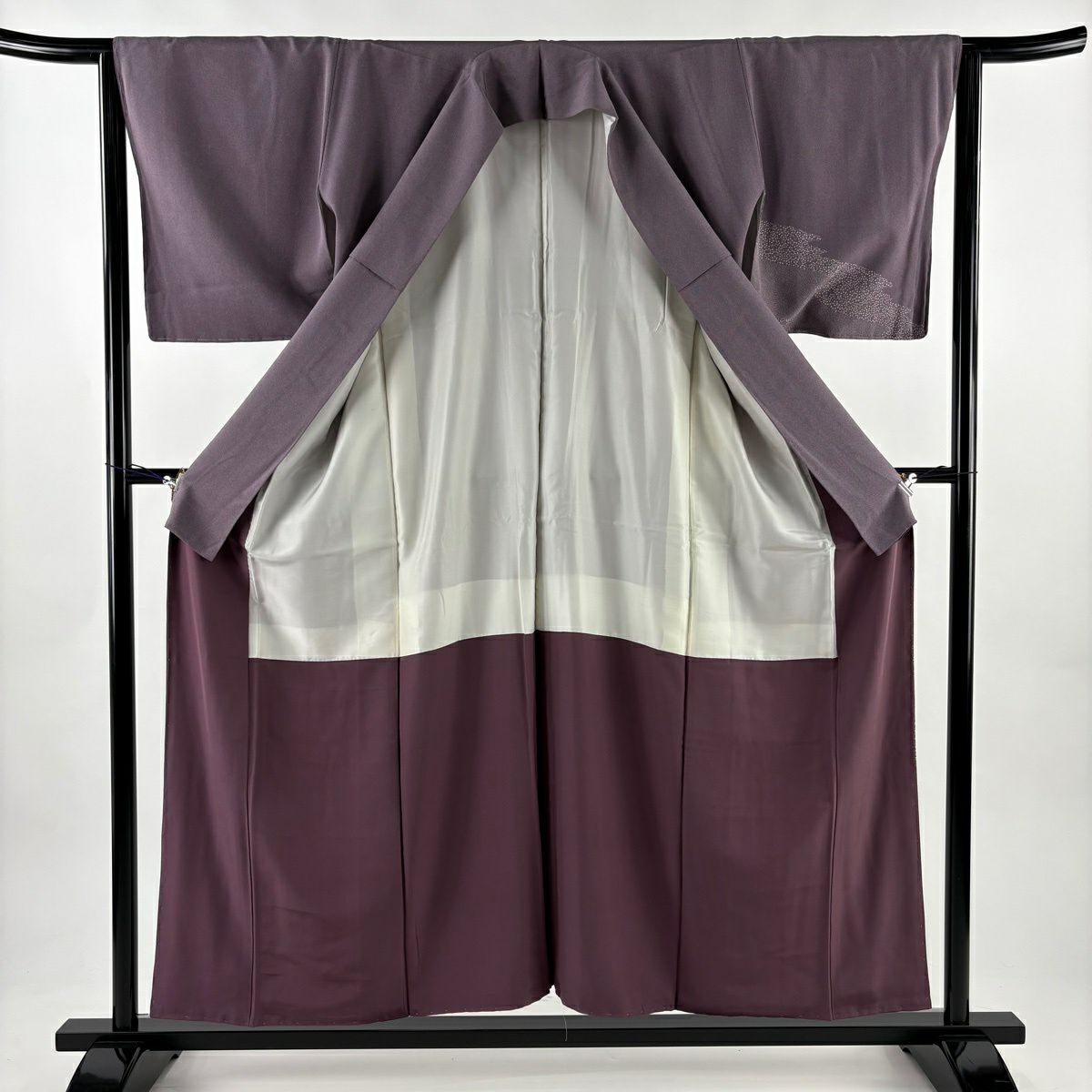 【美品】 付下 身長155cm 袖長63.5cm S 雙層 鮫梅花 灰紫 純蠶絲 秀品級 一つ紋