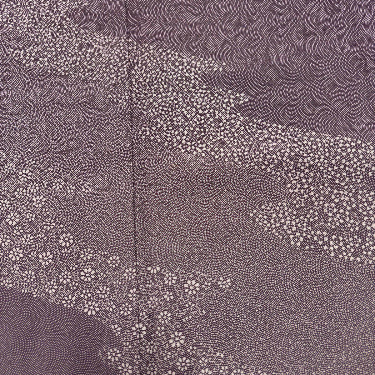 【美品】 付下 身長155cm 袖長63.5cm S 雙層 鮫梅花 灰紫 純蠶絲 秀品級 一つ紋