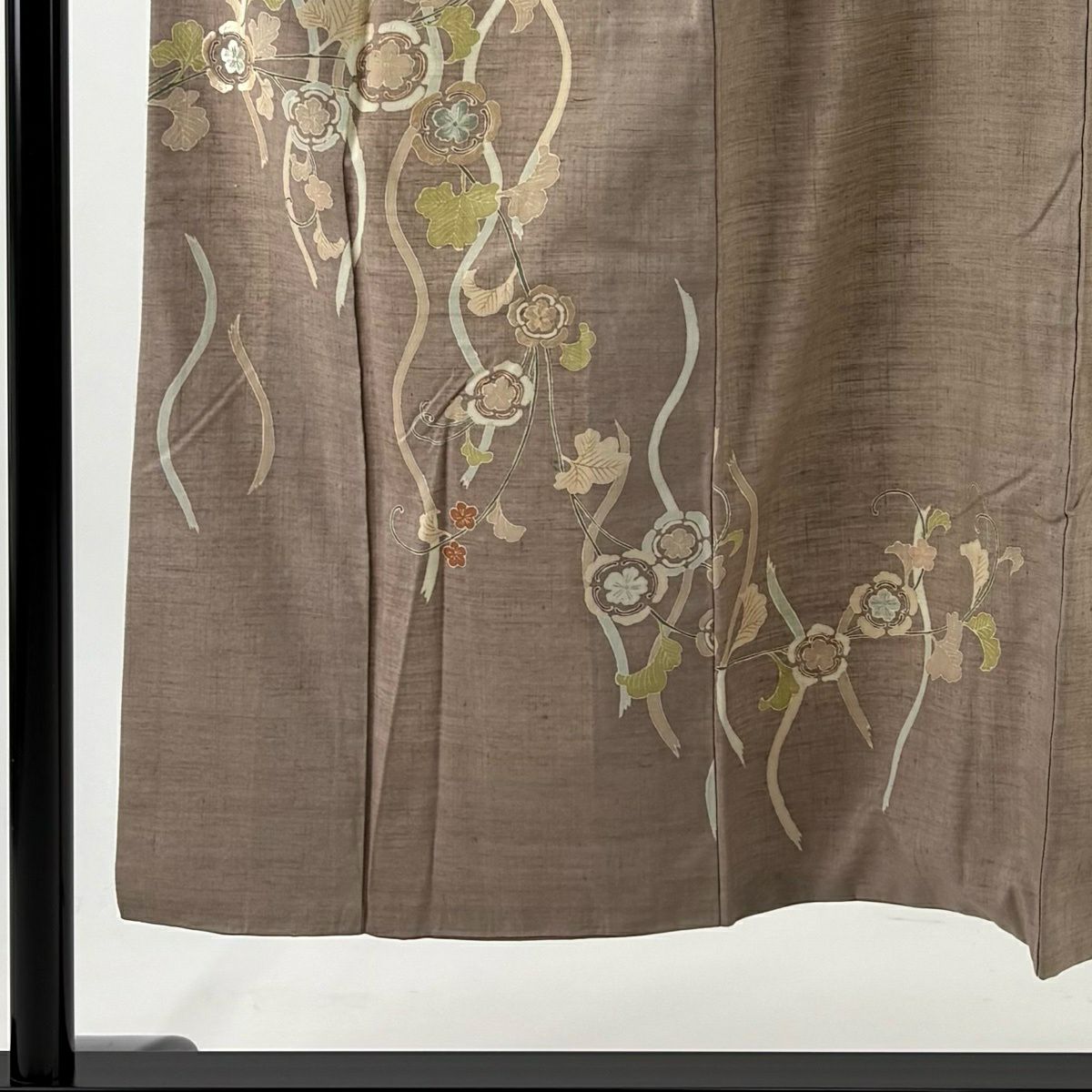 付下 身長150cm 袖長62.5cm S 雙層 紬織織 草花紋紋 立涌刺繡 淺小豆 純蠶絲 秀品級 一個紋