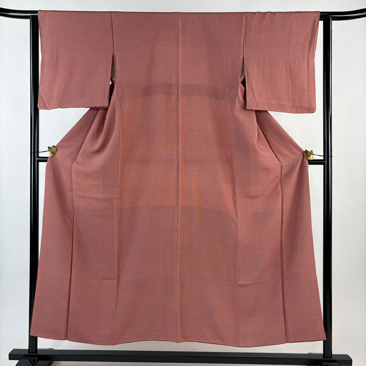 【美品】 江戶小紋 身長152cm 袖長61.5cm S 雙層 落款あり 行儀 茜 純蠶絲 秀品級 一つ紋