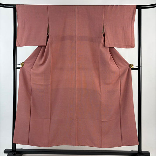【美品】 江戶小紋 身長152cm 袖長61.5cm S 雙層 落款あり 行儀 茜 純蠶絲 秀品級 一つ紋