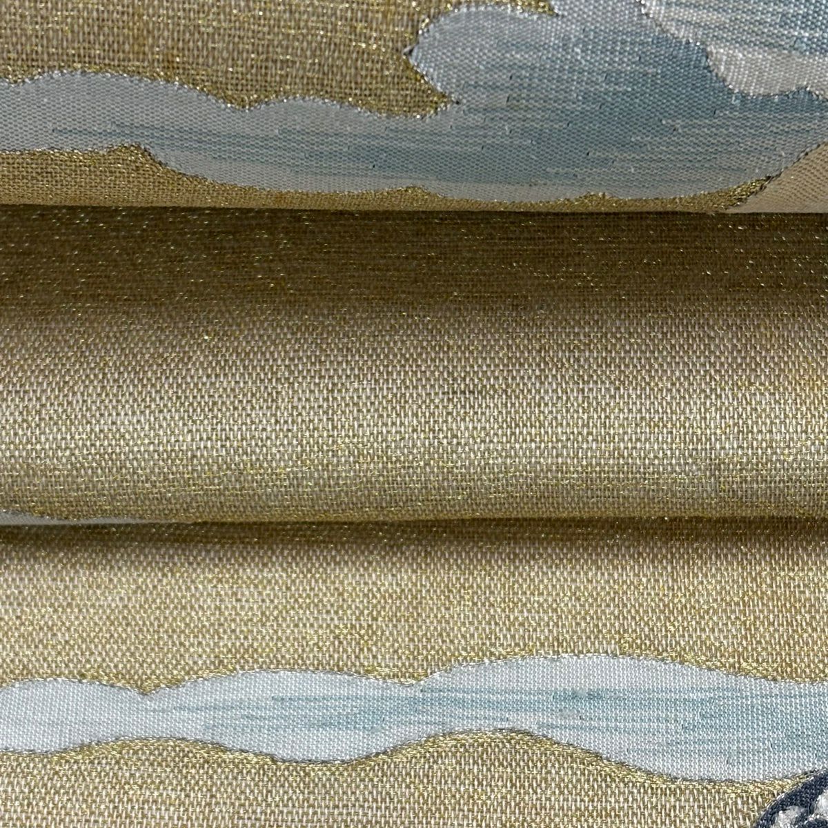 袋帶 逸品級 風神雷神 瑞雲 金銀彩 綴織 金色 大鼓圖案 純蠶絲