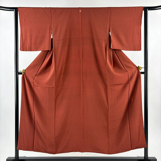 【美品】 江戶小紋 身長152cm 袖長62.5cm S 雙層 人間國寶 中村勇二郎 落款あり 古代菊花 紅茶 純蠶絲 名品級 一つ紋