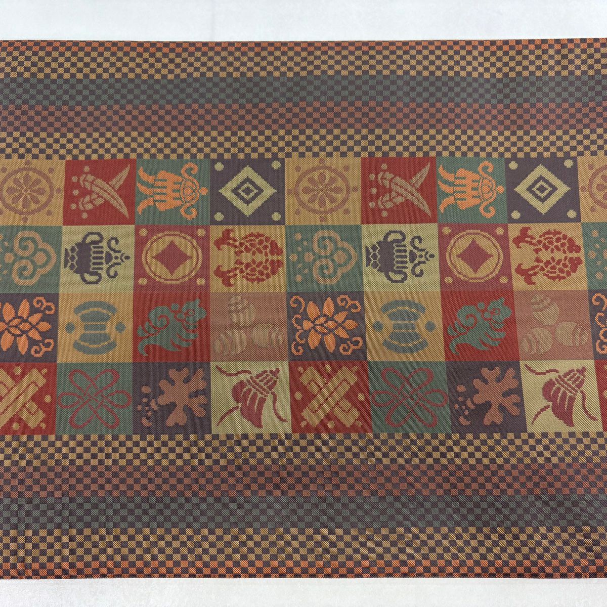 【美品】 袋帶 秀品級 落款あり 菱屋 關西裁縫 寶盡くし 市松樹 灰茶 全通 純蠶絲