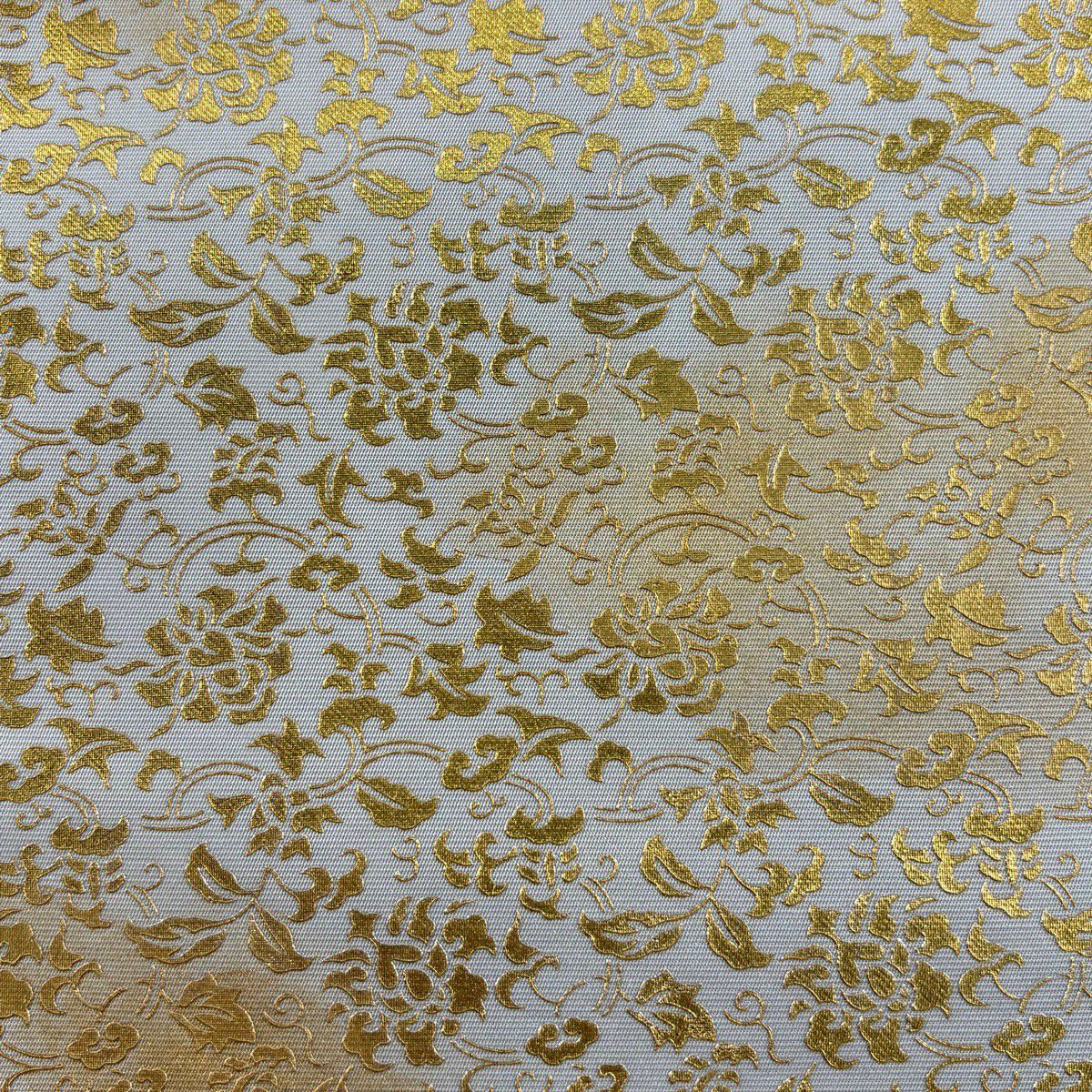 【美品】 袋帶 秀品級 花唐草紋 金銀彩 灰 純蠶絲