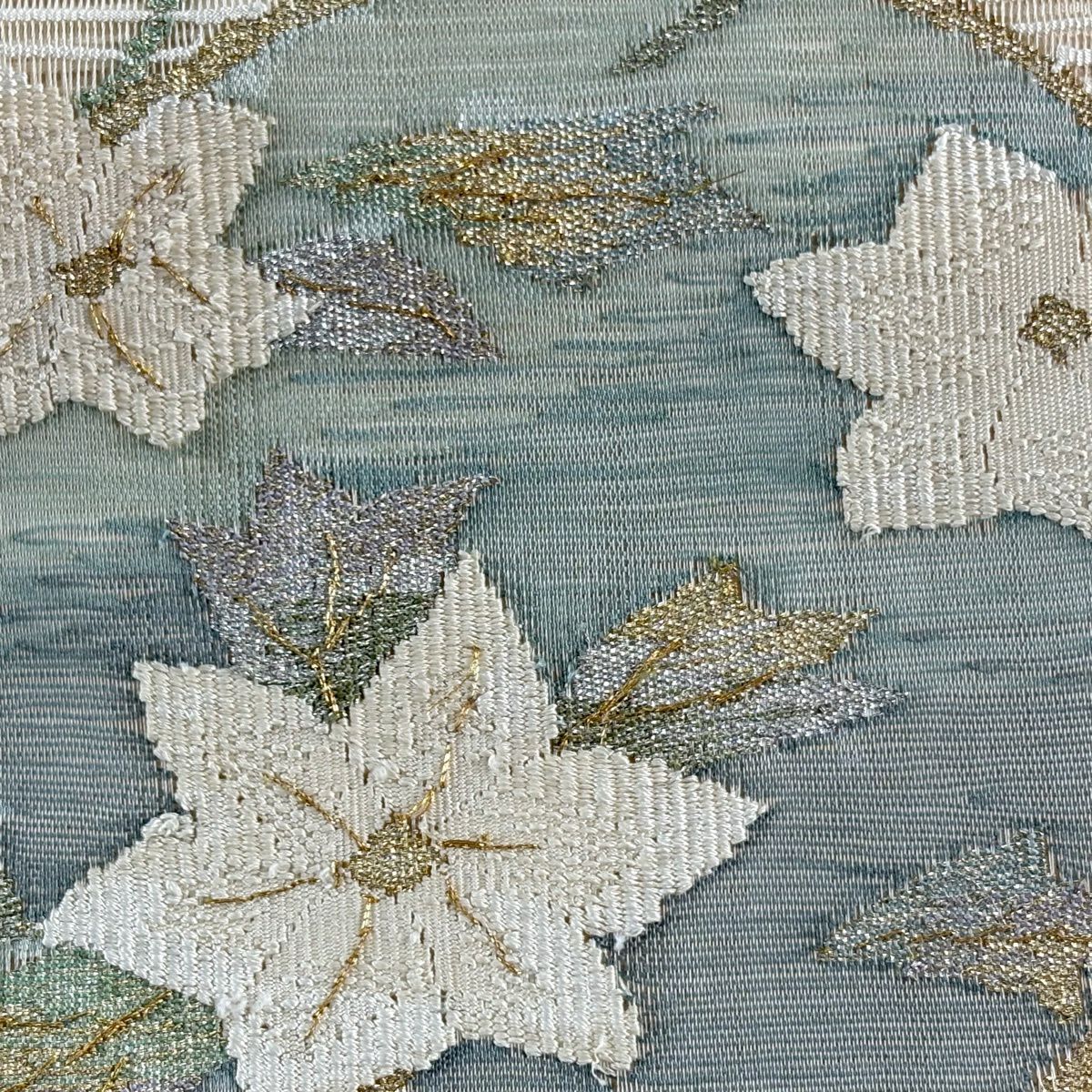 【美品】名古屋帶 秀品級 夏帶 絽料 隧道仕立 花丸紋 流水 金銀彩 米色 純蠶絲