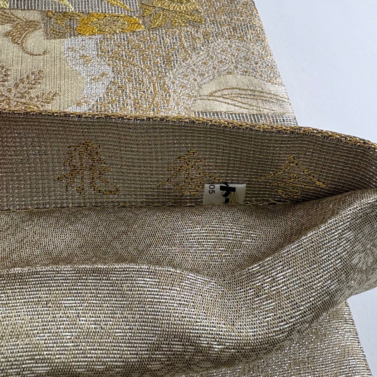 【美品】 袋帶 秀品級 紋屋相模 飛香舎 色紙 花鳥 金銀彩 金金箔 銀 六通 純蠶絲