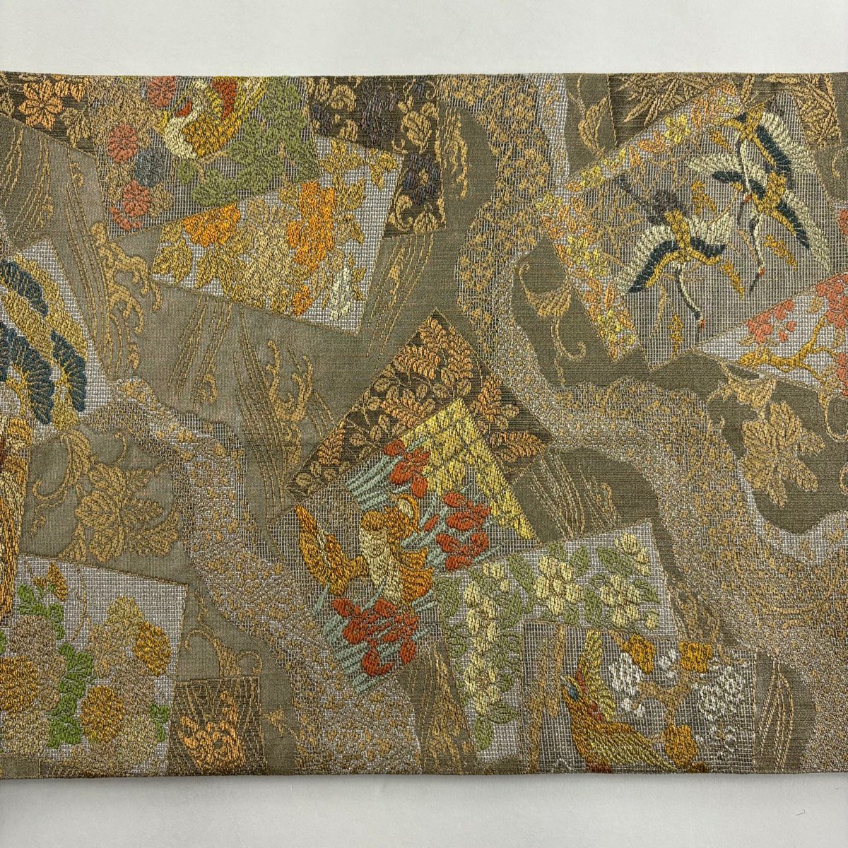 【美品】 袋帶 秀品級 紋屋相模 飛香舎 色紙 花鳥 金銀彩 金金箔 銀 六通 純蠶絲