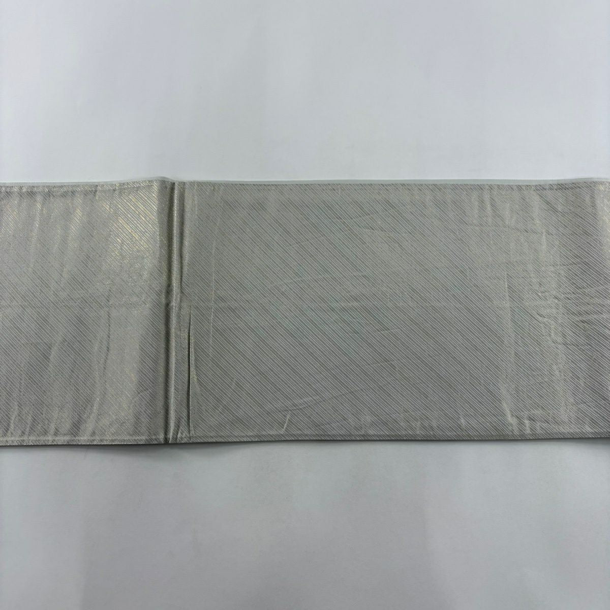 【美品】 袋帶 秀品級 波 幾何圖案 金銀線 金金箔 灰白 六通 純蠶絲