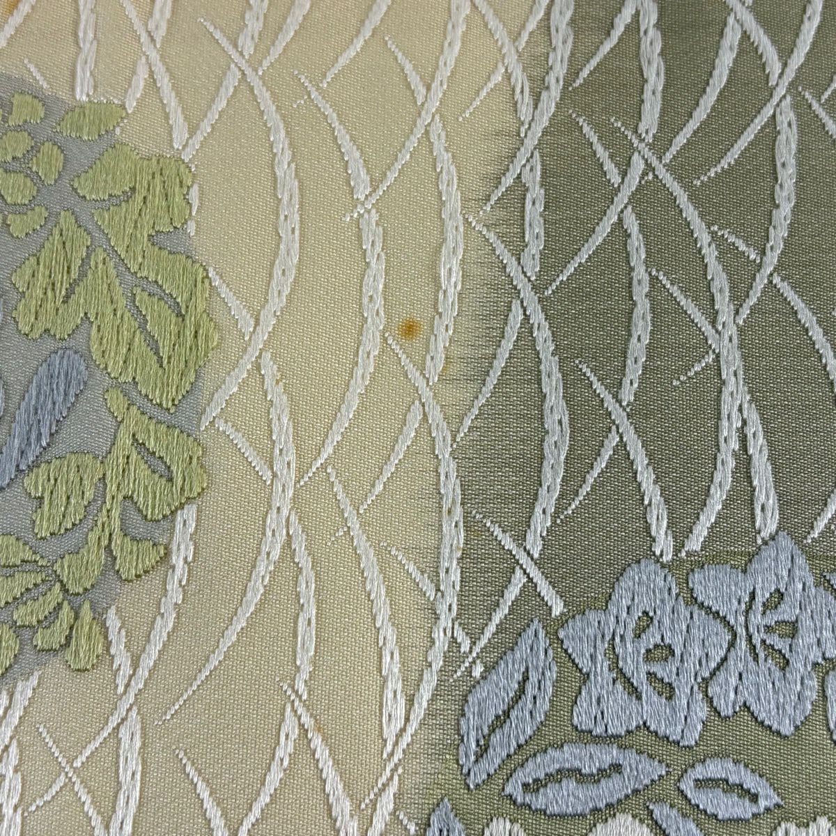 袋帶 秀品級 花兔 芝 金銀絲 奶油 六通 純蠶絲