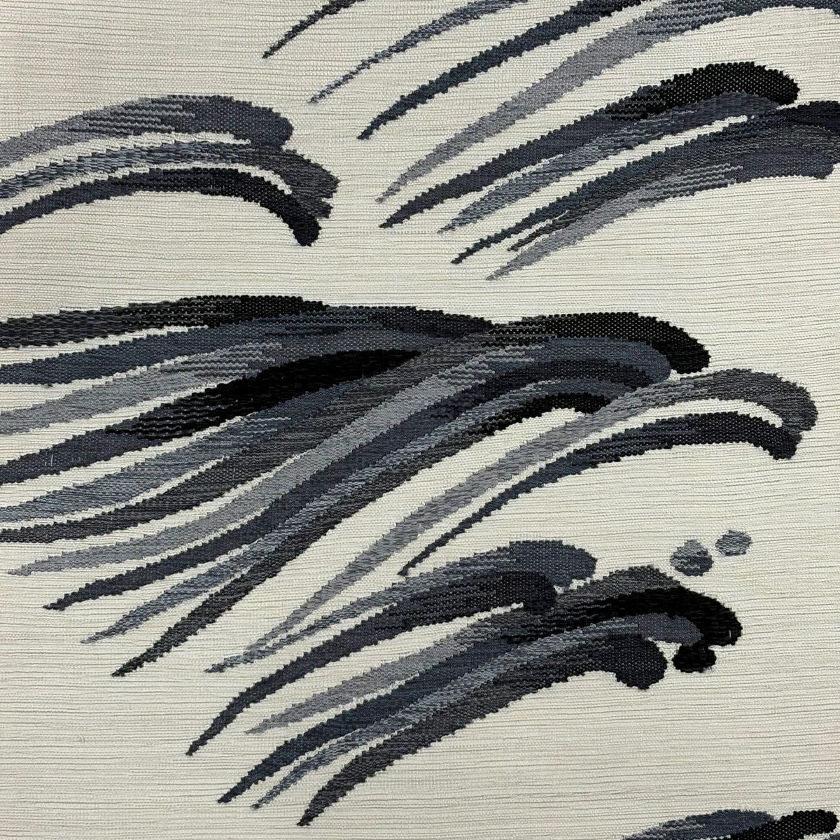【美品】 紬織 身長159.5cm 袖長65cm M 雙層 袋帶套裝 樹木 青灰色 純蠶絲 秀品級