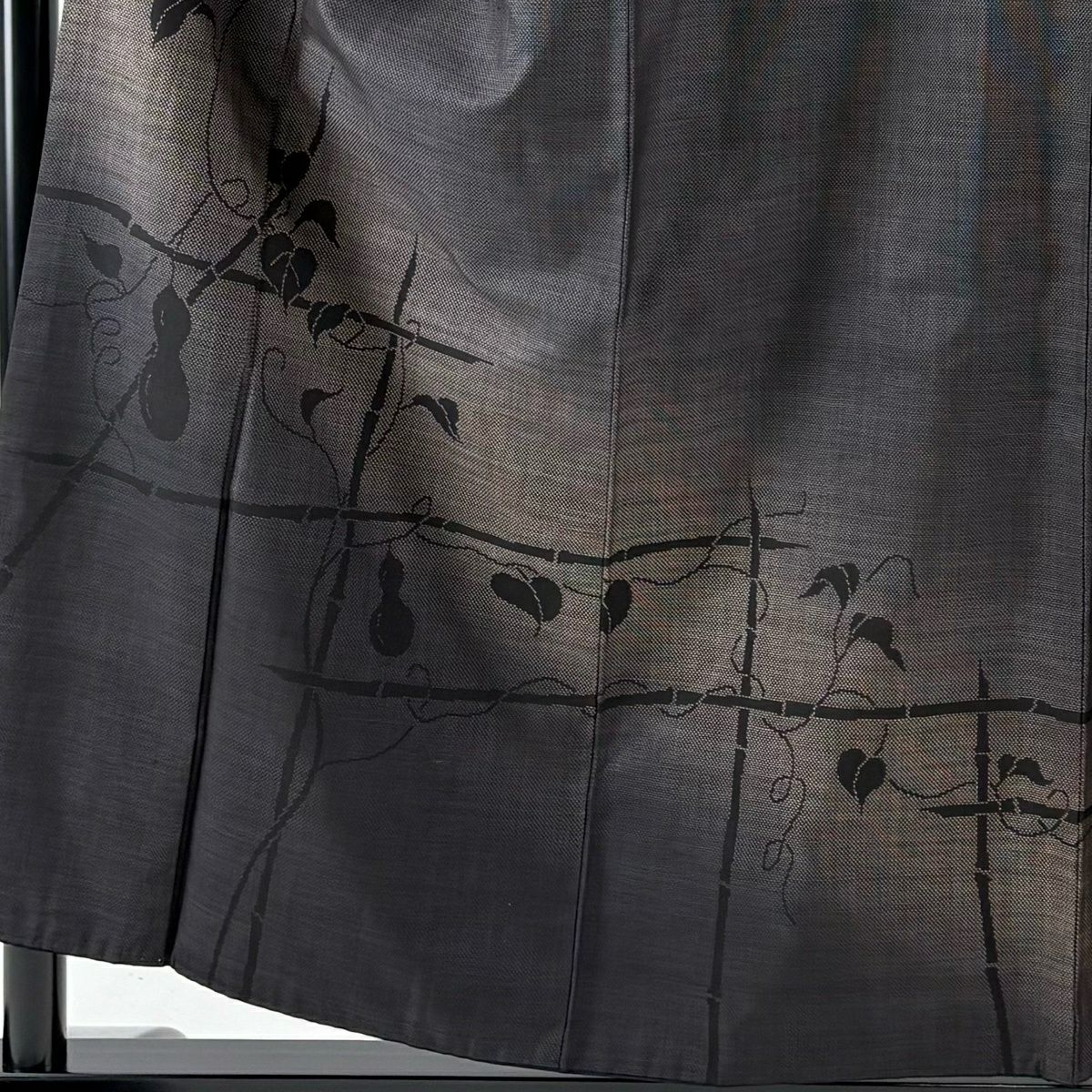 【美品】訪問服 身長156cm 袖長67cm M 雙層 名古屋帶套裝 紬織織 ひょうたん輪廓紋 黑灰 純蠶絲 秀品級