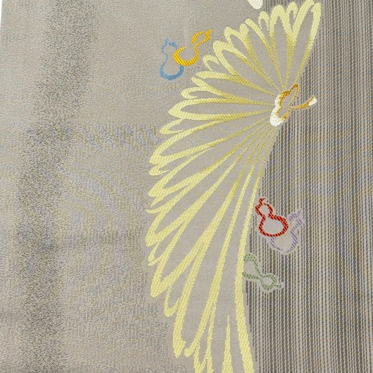 【美品】訪問服 身長156cm 袖長67cm M 雙層 名古屋帶套裝 紬織織 ひょうたん輪廓紋 黑灰 純蠶絲 秀品級