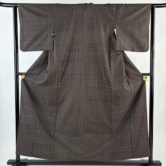 大島織 身長155.5cm 袖長62.5cm S 雙層 純泥染 證書あり 麻葉 焦茶 正蠶絲 名品級