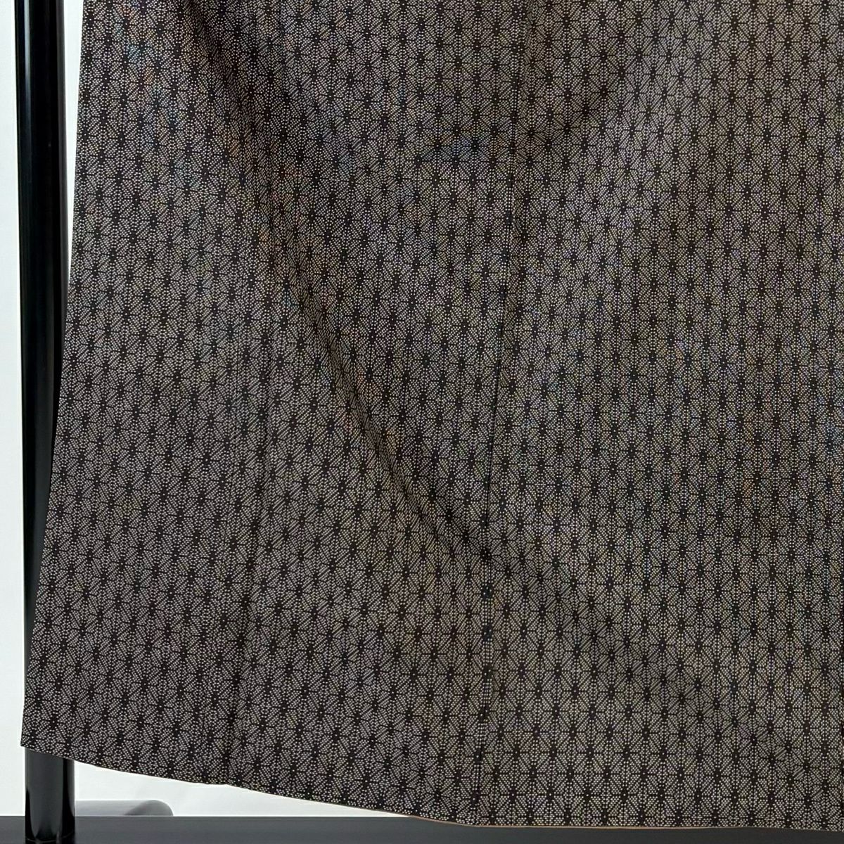 大島織 身長155.5cm 袖長62.5cm S 雙層 純泥染 證書あり 麻葉 焦茶 正蠶絲 名品級