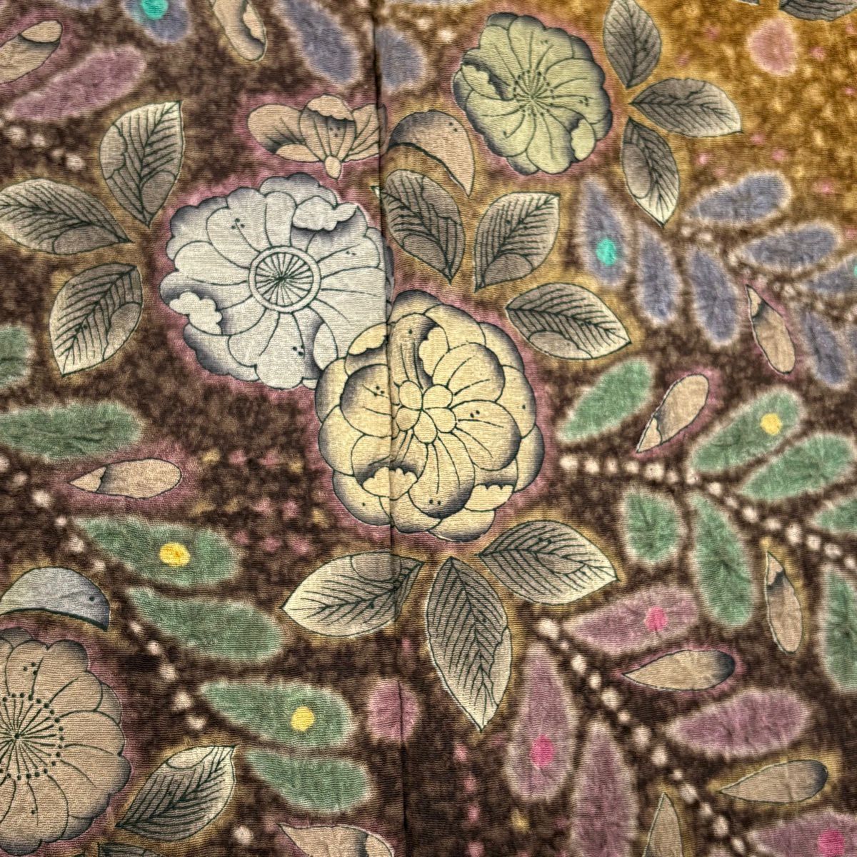 【美品】訪問服 身長155.5cm 袖長63cm S 雙層 辻花染 染分 ぼかし 山吹茶 純蠶絲 名品級