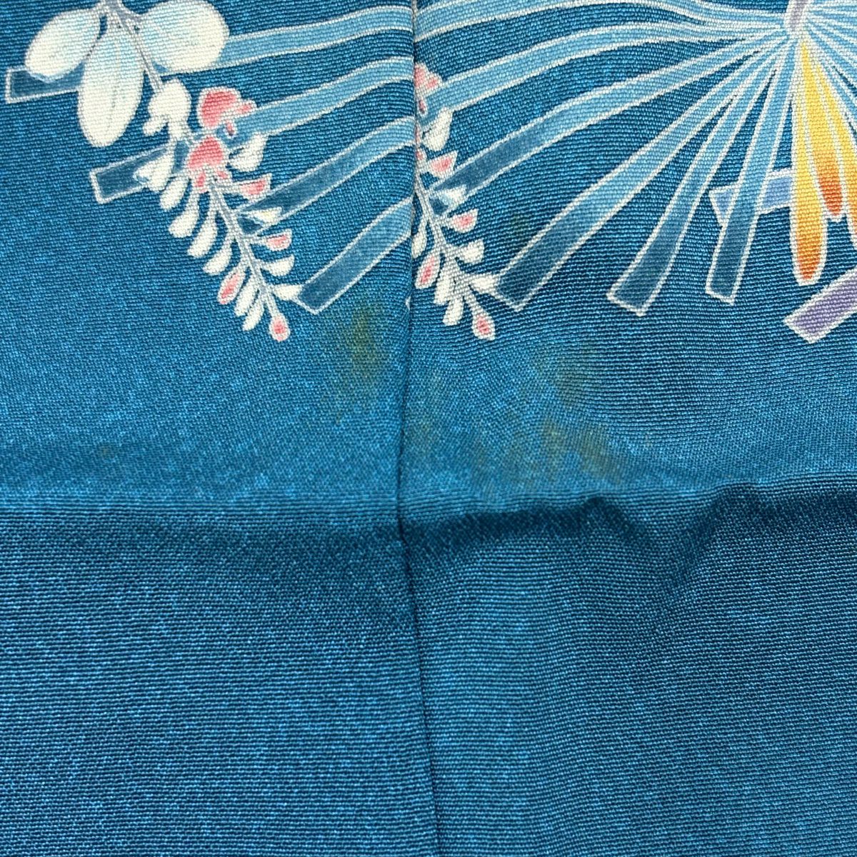 訪問服 身長167cm 袖長66.5cm M 雙層 枝花 松樹梅花 金彩裝飾 漸變 青 純蠶絲 名品級
