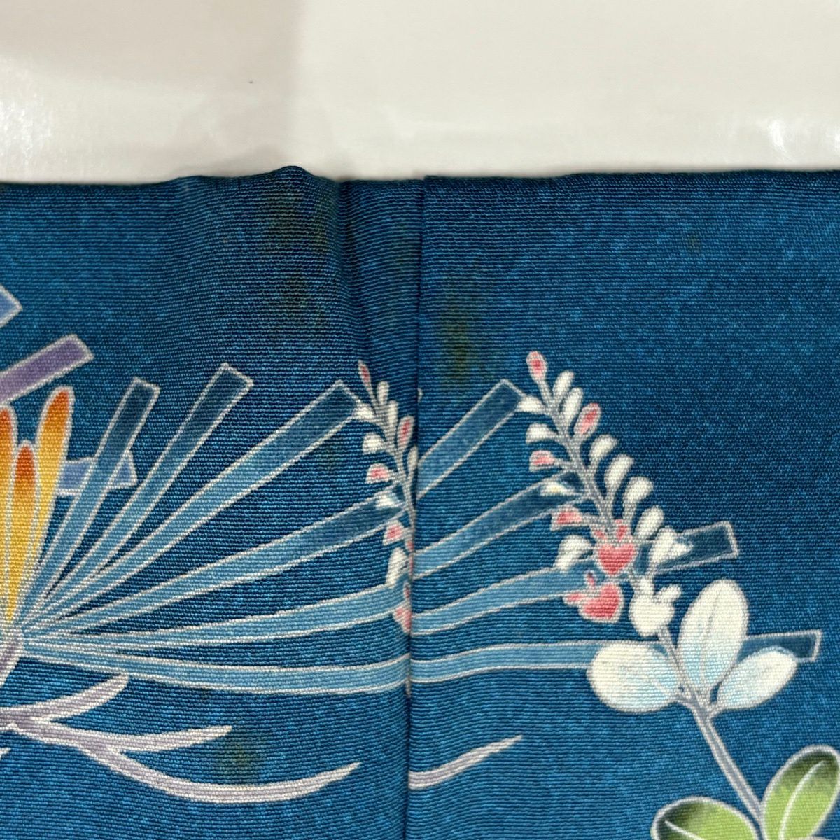 訪問服 身長167cm 袖長66.5cm M 雙層 枝花 松樹梅花 金彩裝飾 漸變 青 純蠶絲 名品級