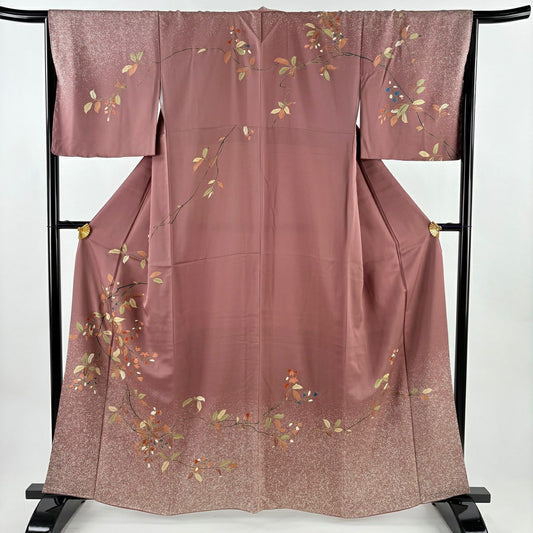 訪問服 身長162.5cm 袖長67cm M 雙層 枝花 金銀彩 茶紫 純蠶絲 秀品級