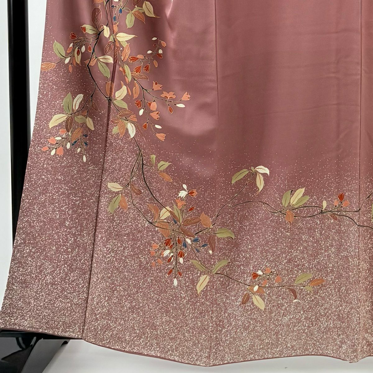 訪問服 身長162.5cm 袖長67cm M 雙層 枝花 金銀彩 茶紫 純蠶絲 秀品級