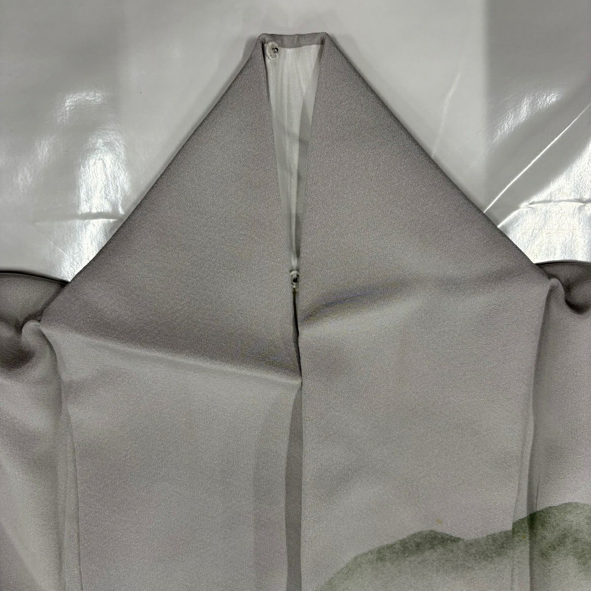 訪問服 身長155cm 袖長63cm S 雙層 落款有 風景 樹木 漸層 灰色 純蠶絲 秀品級 一個紋