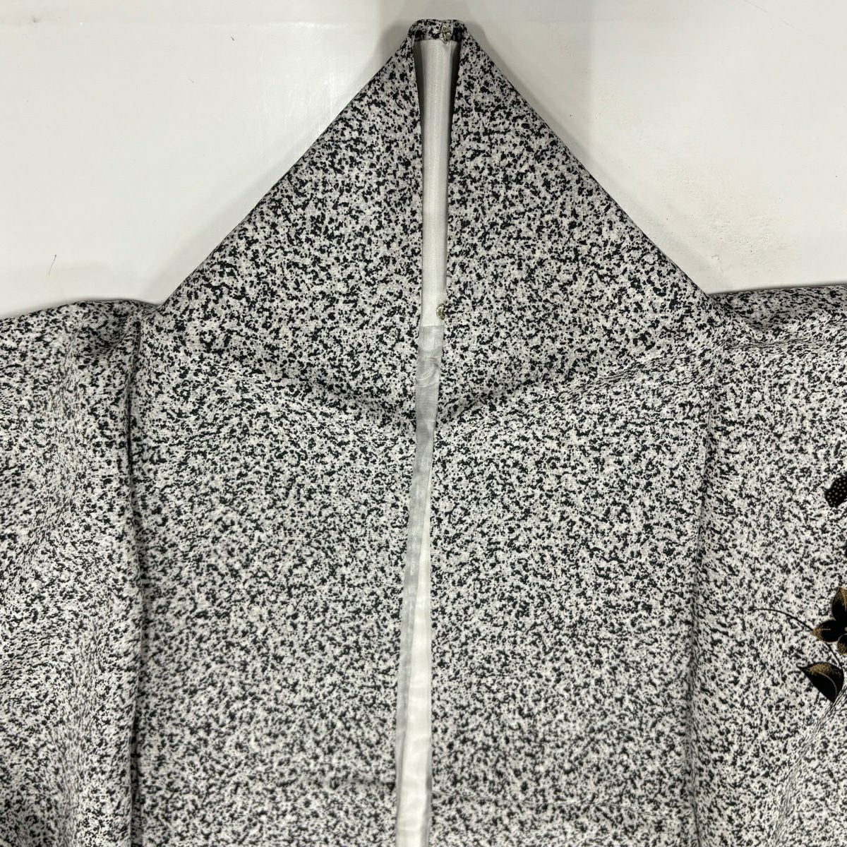 【美品】 付下 身長154cm 袖長62.5cm S 雙層 秋草 有職紋樣 金銀彩 黑灰 純蠶絲 優品級