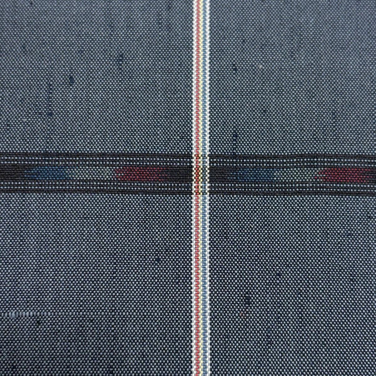 紬織 身長165cm 袖長68cm L 雙層 縱條 幾何圖案 青灰 純蠶絲 優品級