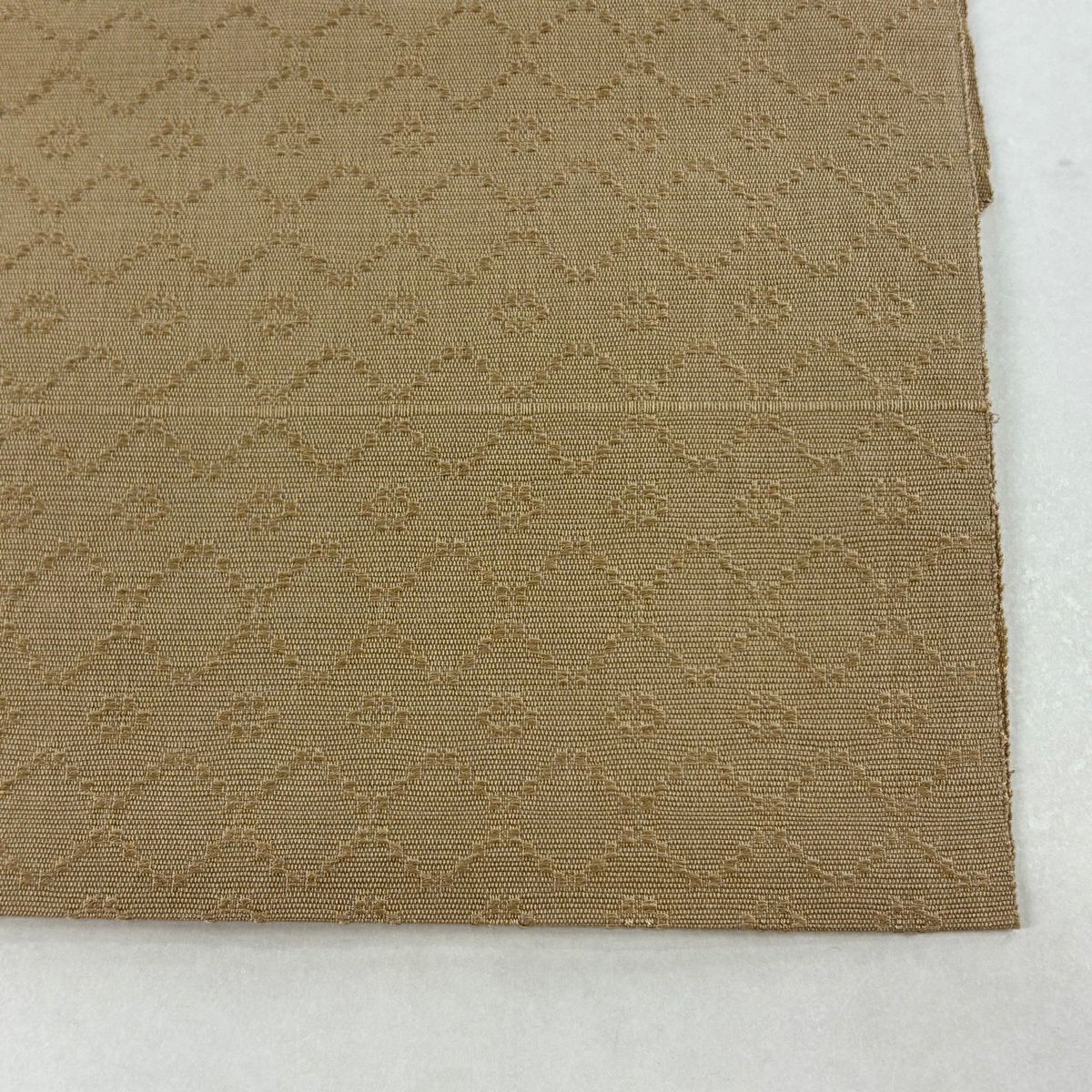 【美品】名古屋帶 逸品級 松樹葉仕立 八寸名古屋帶 幾何學圖案 薄茶 純蠶絲