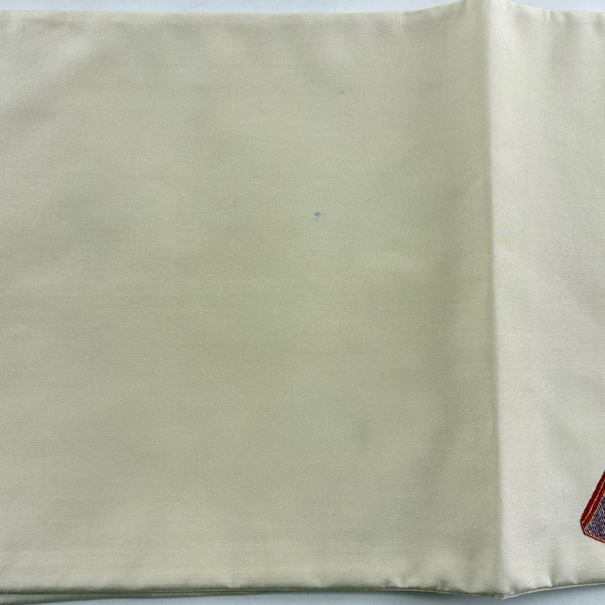 袋帶 逸品級 冊子 花鳥 刺繡 奶油色 大鼓圖案 純蠶絲