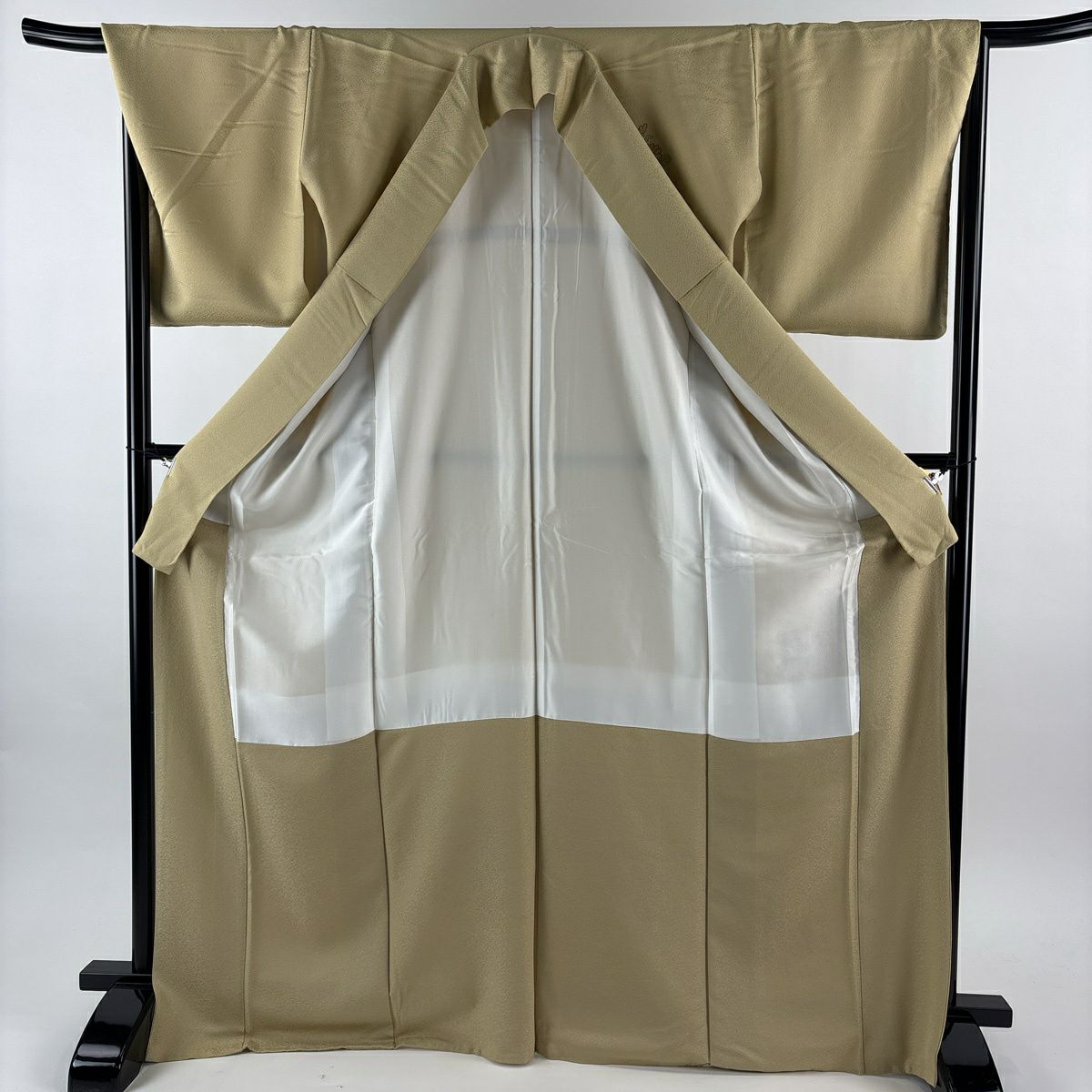 付下 身長171.5cm 袖長68cm L 雙層 幾帳 菊花花刺繡 金線 米色 純蠶絲 名品級