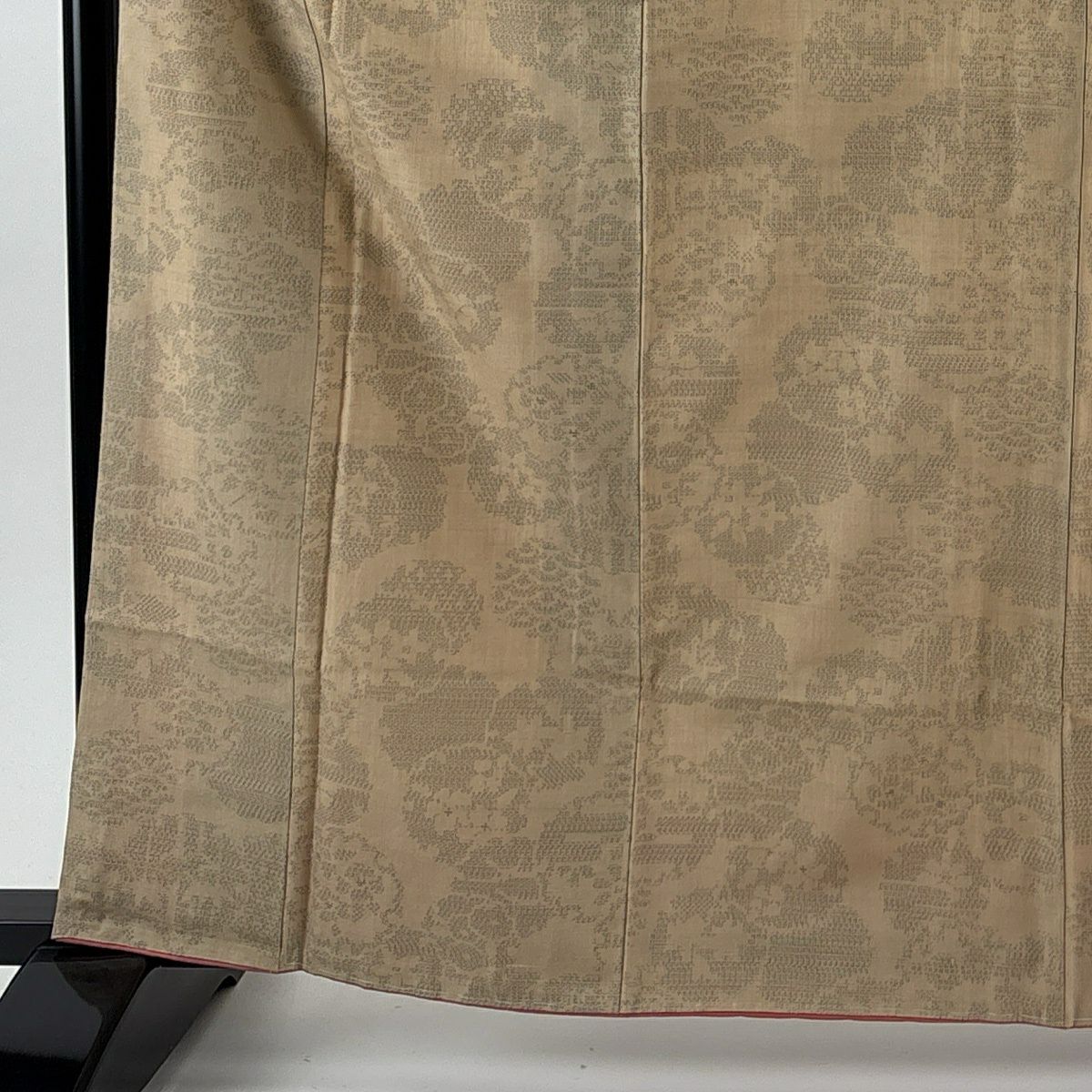 【美品】 紬織 身長164cm 袖長65cm M 雙層 大和 證書附帶 雪輪 龜甲絣 淺茶 純蠶絲 名品級