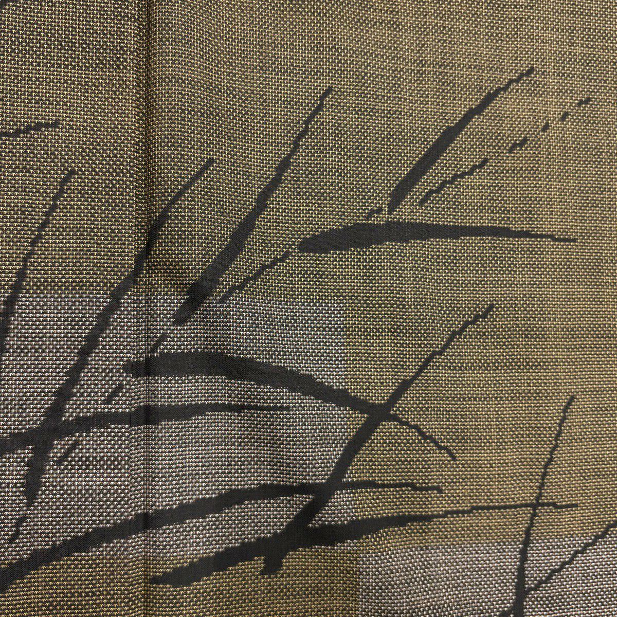 【美品】 付下 身長167.5cm 袖長67.5cm L 雙層 大島紬織地 純泥染 證書齊全 稻穗 市松樹 茶綠 純蠶絲 名品級