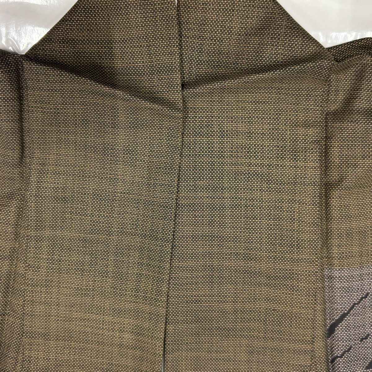 【美品】 付下 身長167.5cm 袖長67.5cm L 雙層 大島紬織地 純泥染 證書齊全 稻穗 市松樹 茶綠 純蠶絲 名品級