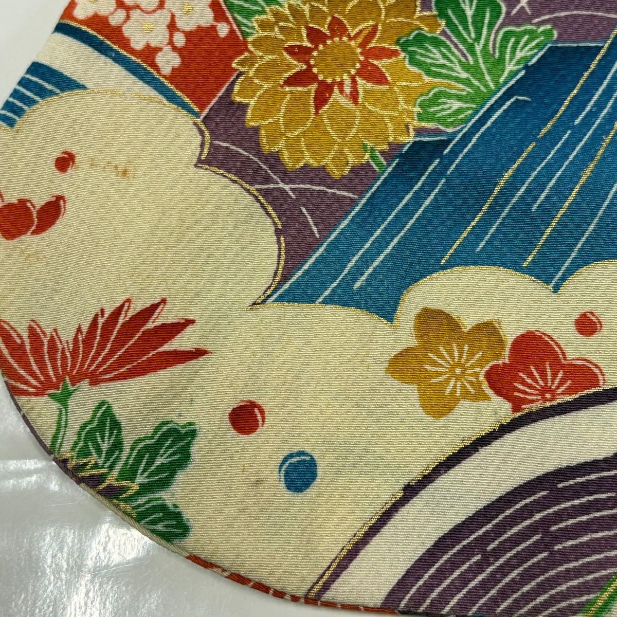 振袖禮服 身長159.5cm 袖長63.5cm S 雙層 山並 蝶 金銀彩 奶油色 純蠶絲 名品級