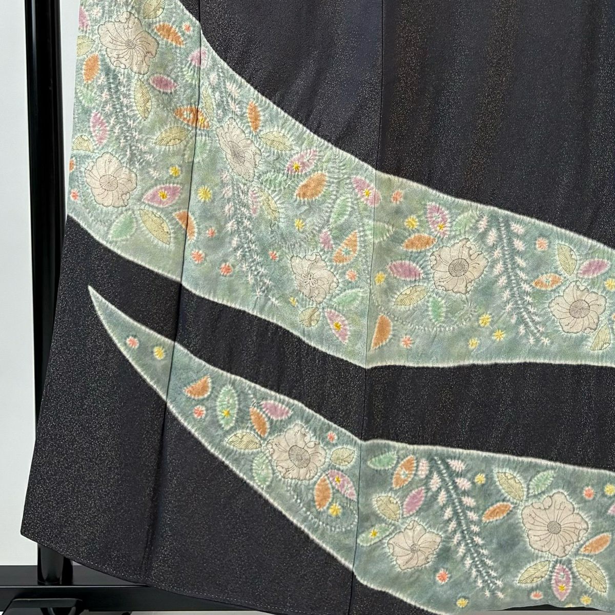 訪問服 身長158cm 袖長64cm M 雙層 櫻花 金通 絞染 灰 純蠶絲 名品級
