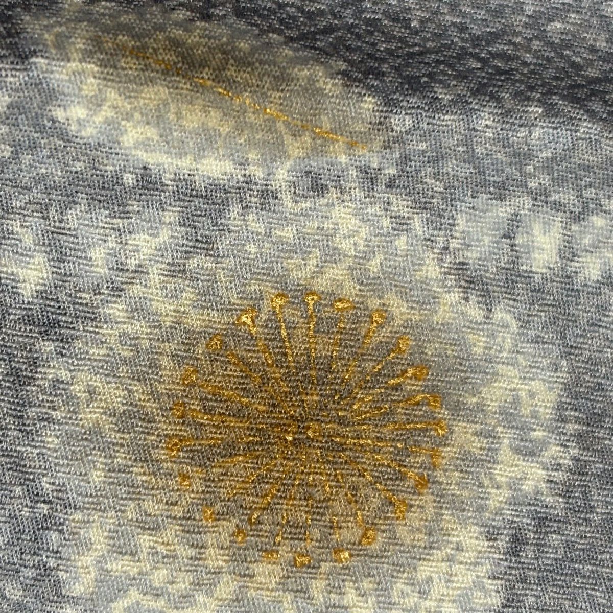訪問服 身長158.5cm 袖長62cm S 雙層 枝花 霞 刺繡 金線 灰紫 純蠶絲 名品級