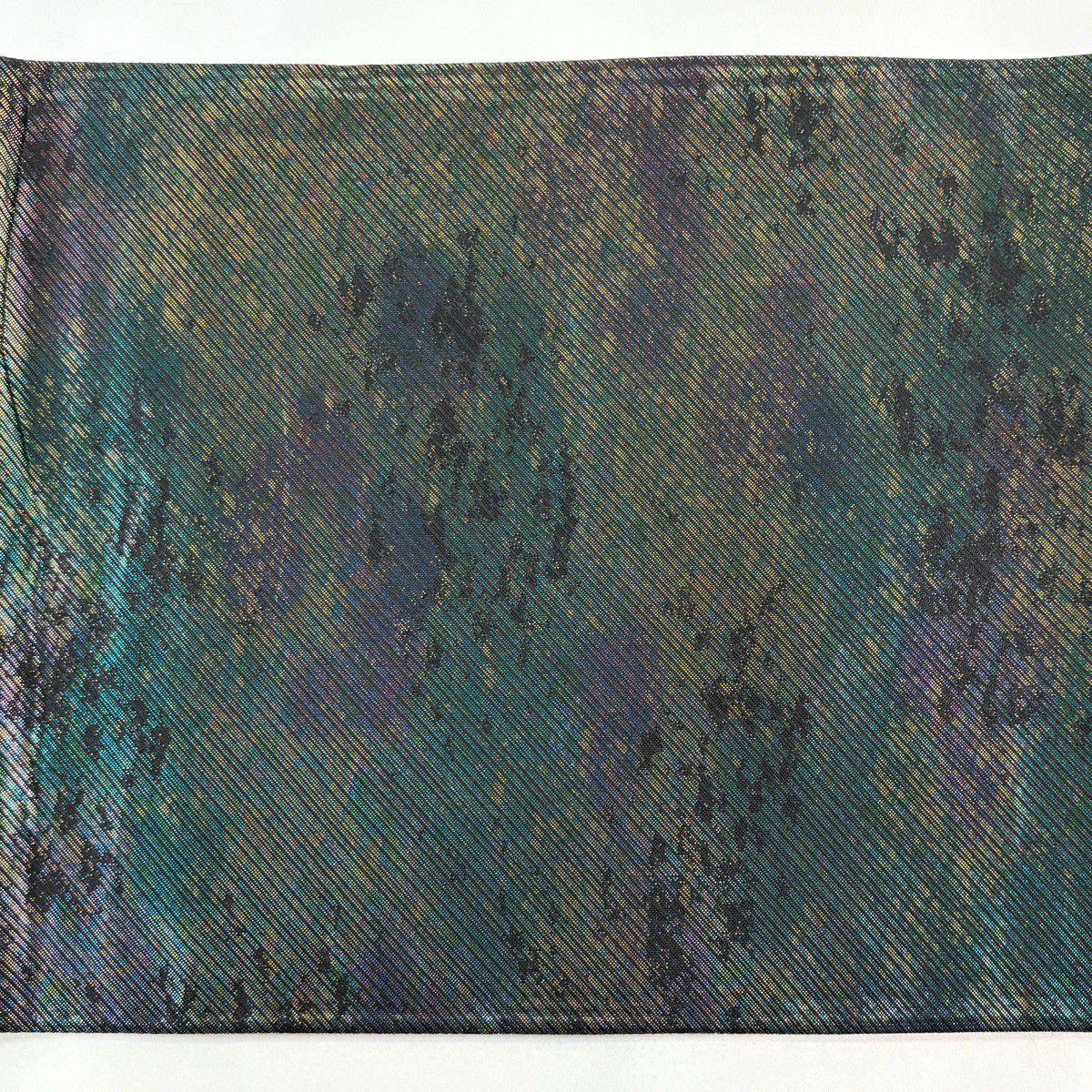 【美品】 袋帶 優品級 掛綠 草花紋紋 金金箔 刺繡 綠 六通 純蠶絲