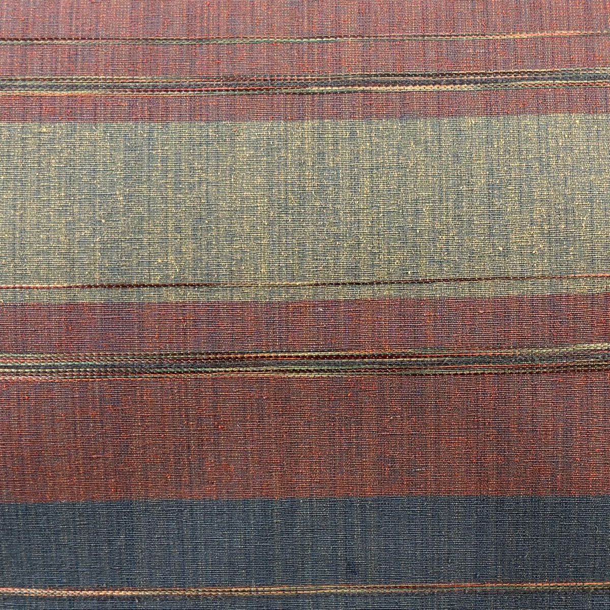 【美品】名古屋帶 秀品級 紬織織 段紋 深藍 純蠶絲
