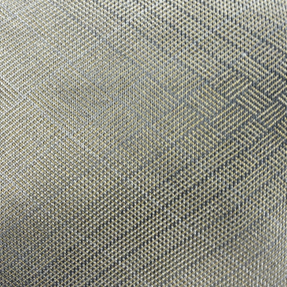 【美品】 名古屋帶 優品級 八寸名古屋帶 隧道仕立 斜格子 細條 金絲 灰色 純蠶絲