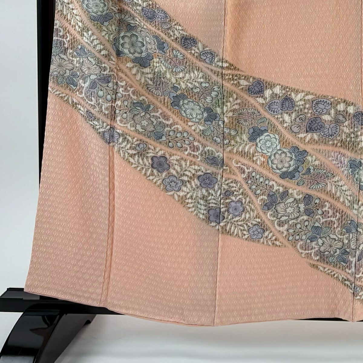 【美品】訪問服 身長159.5cm 袖長65cm M 雙層 辻花染圖案 地紋 銀線 金金箔 淺粉色 純蠶絲 優品級
