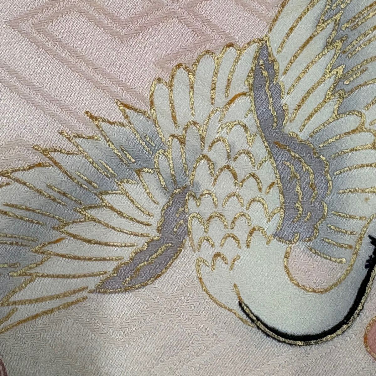振袖禮服 身長168cm 袖長68cm L 雙層 花車 流水 金絲 金銀彩 淺粉色 純蠶絲 優品級