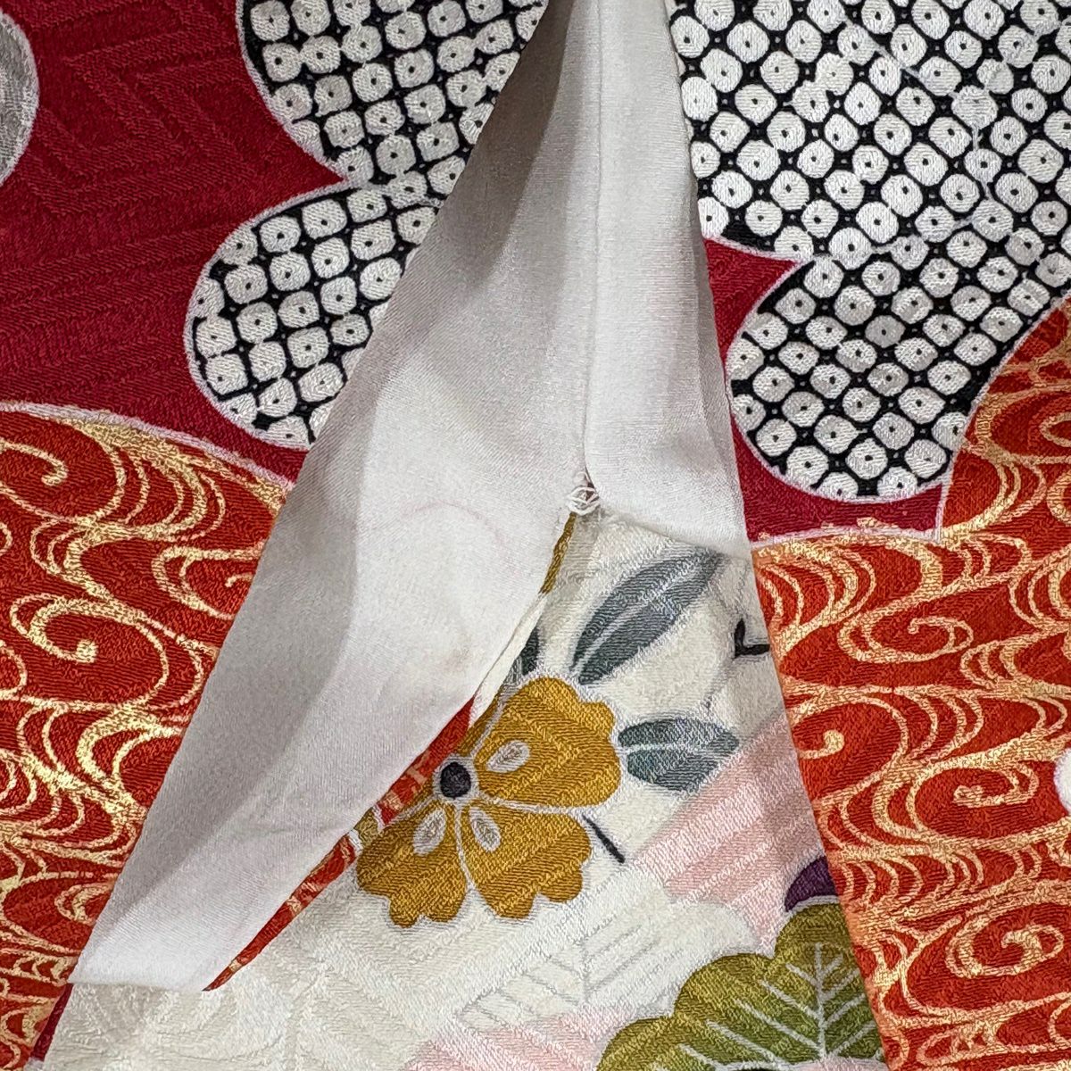 振袖禮服 身長169cm 袖長68cm L 雙層 松樹竹子梅花 建物 金銀彩 淺粉色 純蠶絲 優品級